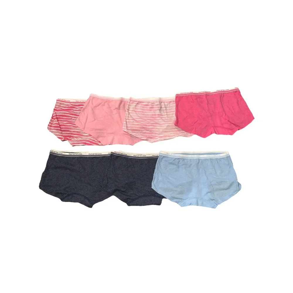 Fruit of the Loom girls 7 pack Cotton Boyshort Underwear Size 10 Tagless NEW